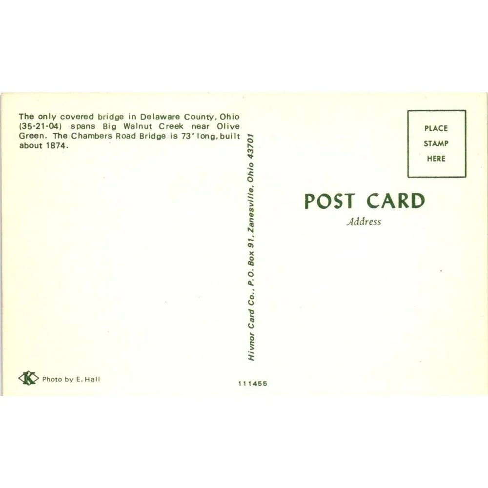 Covered Bridge Postcards Travel Souvenir Unposted Delaware County Ohio Vintage